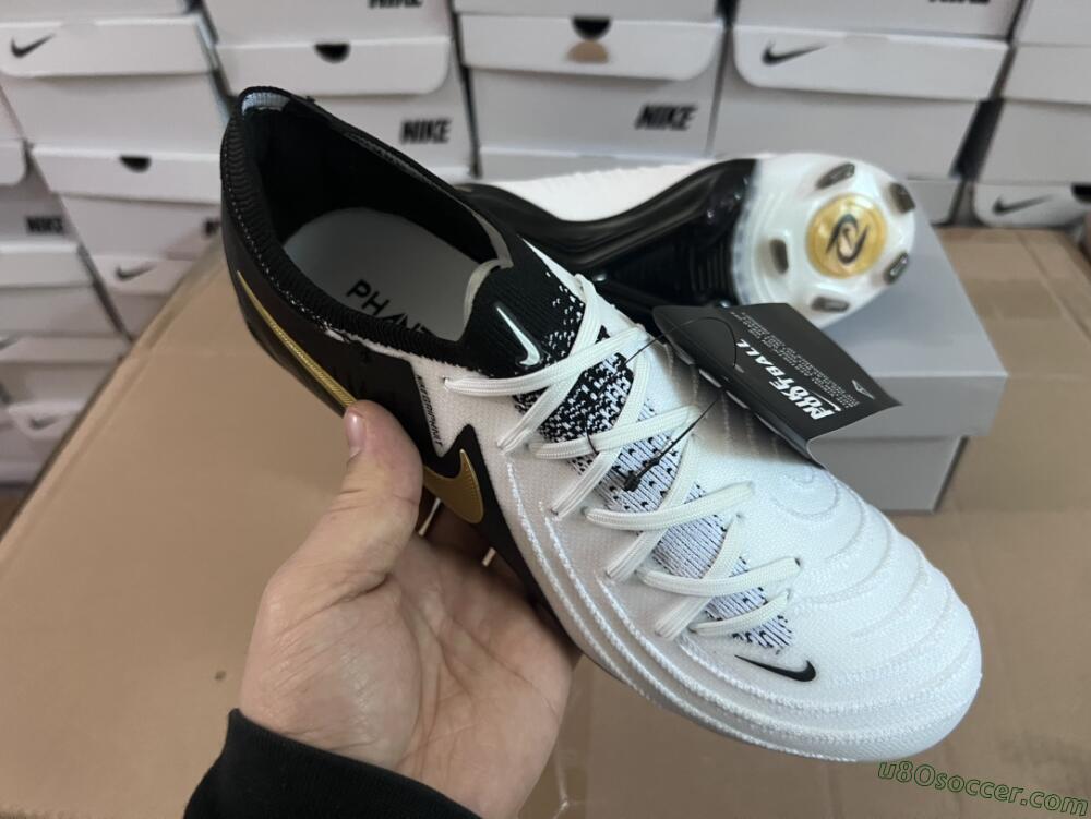 Nike Phantom Luna Elite Low FG Firm Ground Soccer Cleats - White/Black/Gold