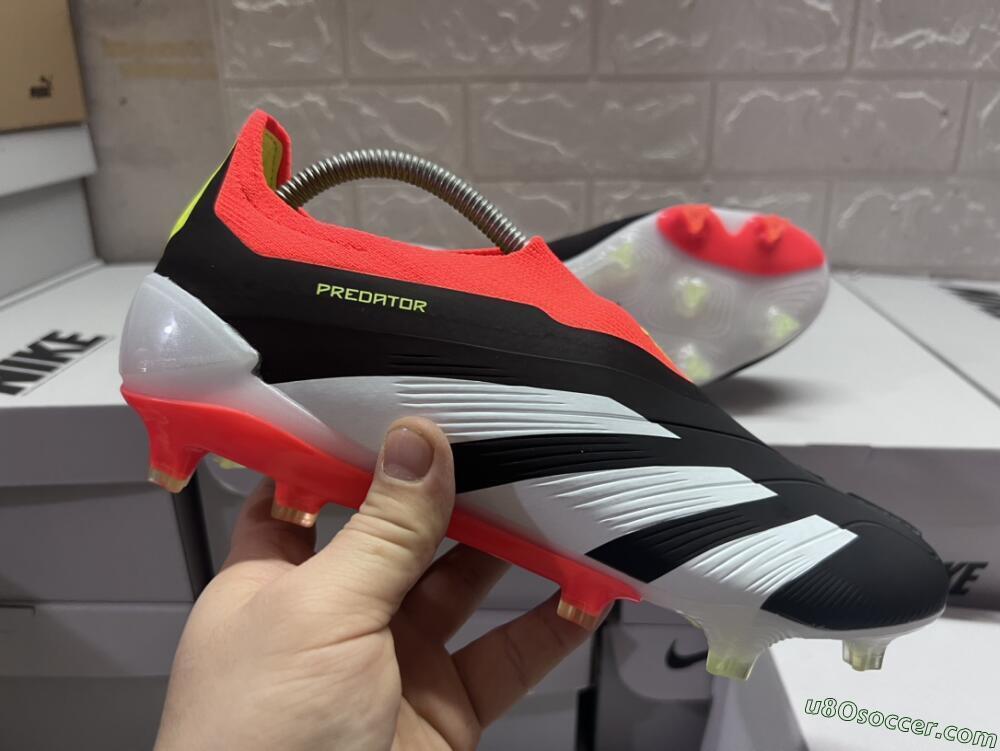 Adidas Predator Elite Laceless FG Firm Ground Soccer Cleats - Black/White/Red