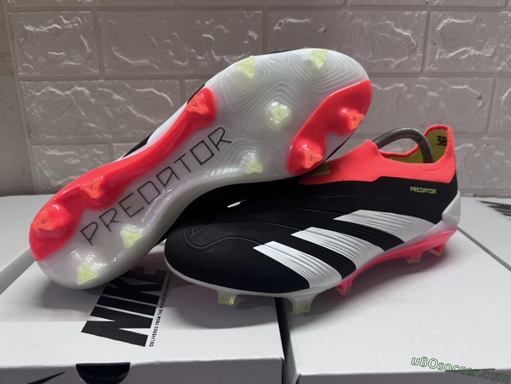 Adidas Predator Elite Laceless FG Firm Ground Soccer Cleats - Black/White/Red