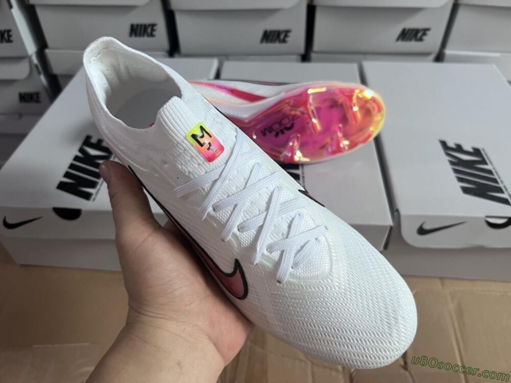 Nike Air Zoom Mercurial Vapor 15 Elite FG Firm Ground Soccer Cleats - White/Pink/Black/Yellow