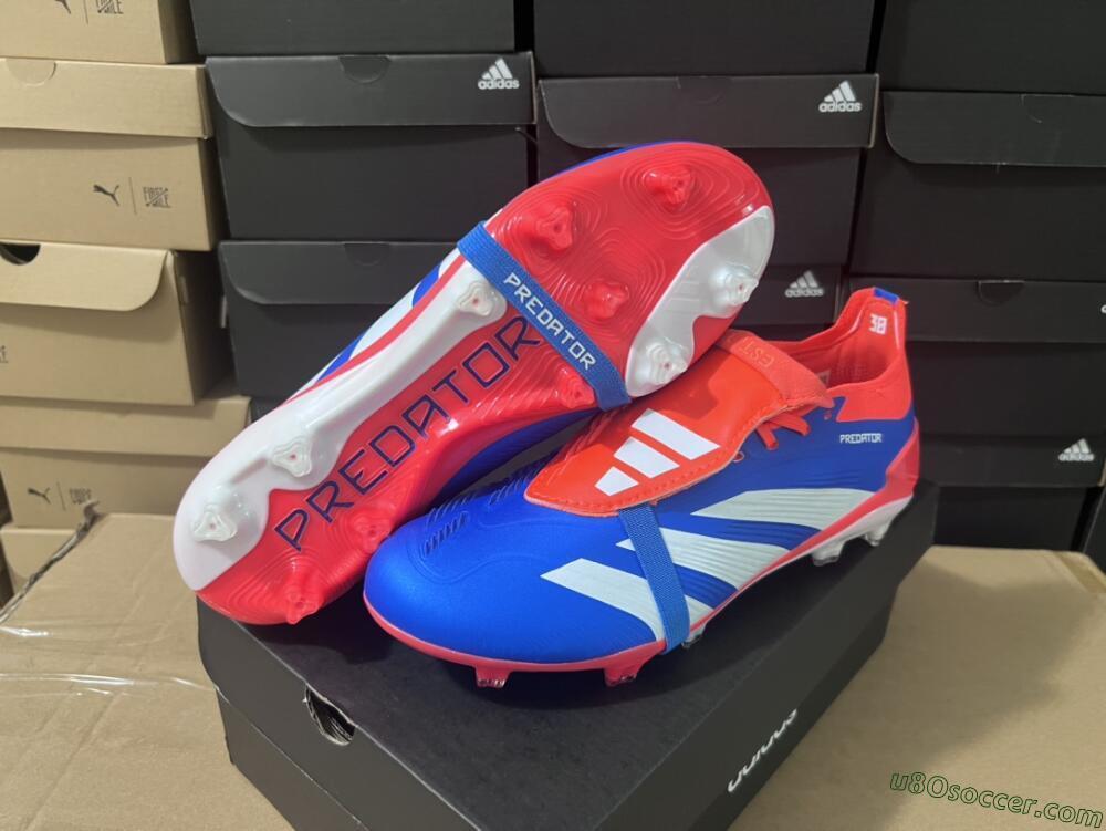 Adidas Predator Elite Foldover Tongue FG Firm Ground Soccer Cleats - Blue/White/Red