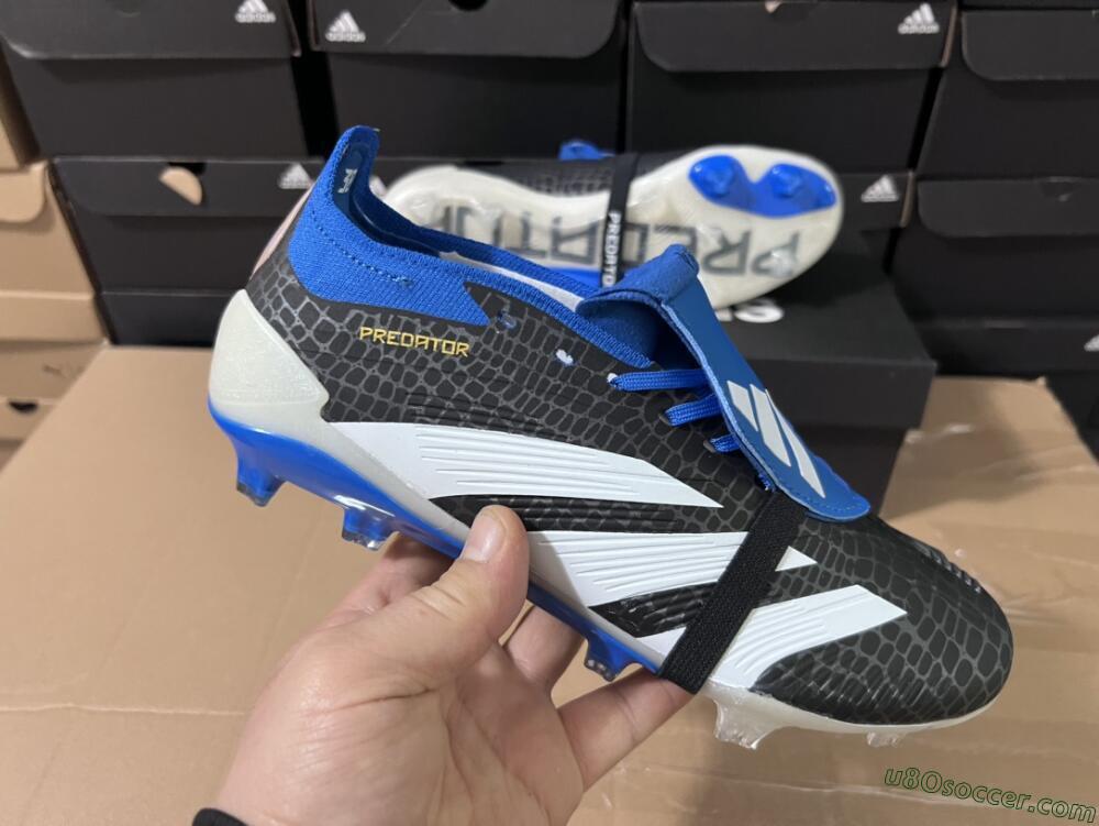 Adidas Predator Elite Foldover Tongue FG Firm Ground Soccer Cleats - Black/White/Blue