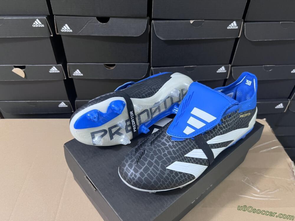 Adidas Predator Elite Foldover Tongue FG Firm Ground Soccer Cleats - Black/White/Blue
