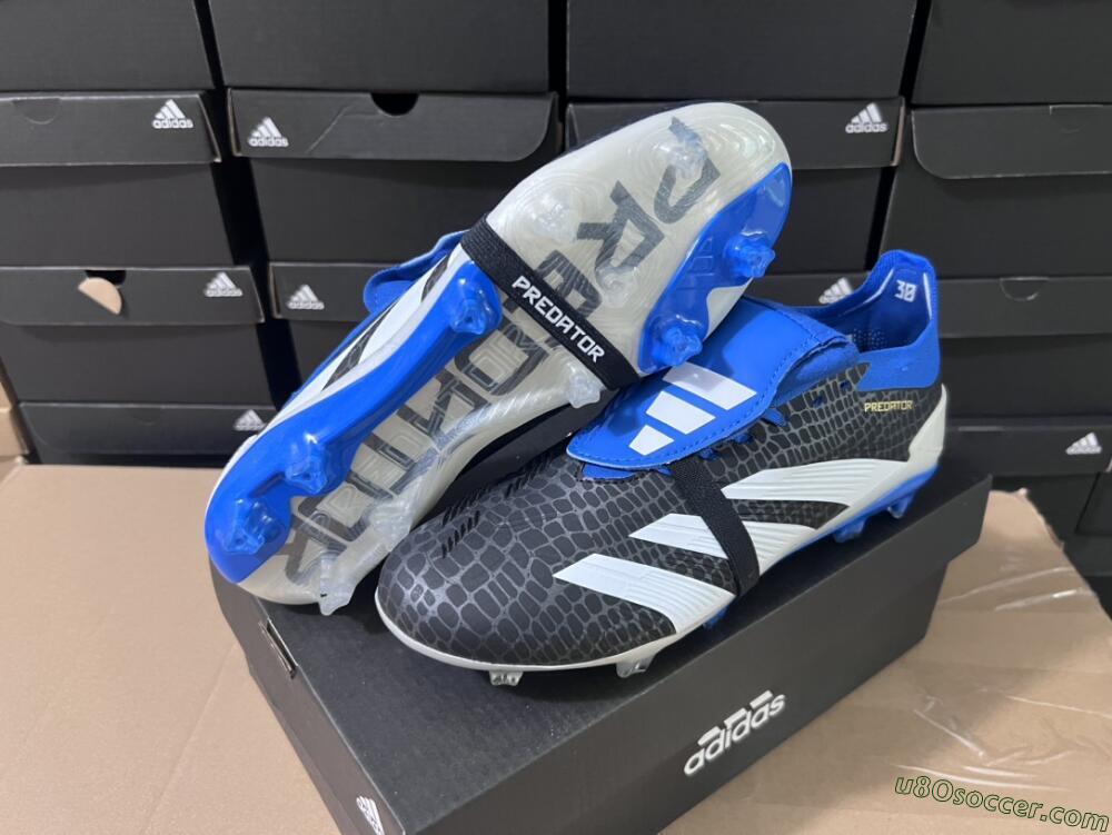 Adidas Predator Elite Foldover Tongue FG Firm Ground Soccer Cleats - Black/White/Blue