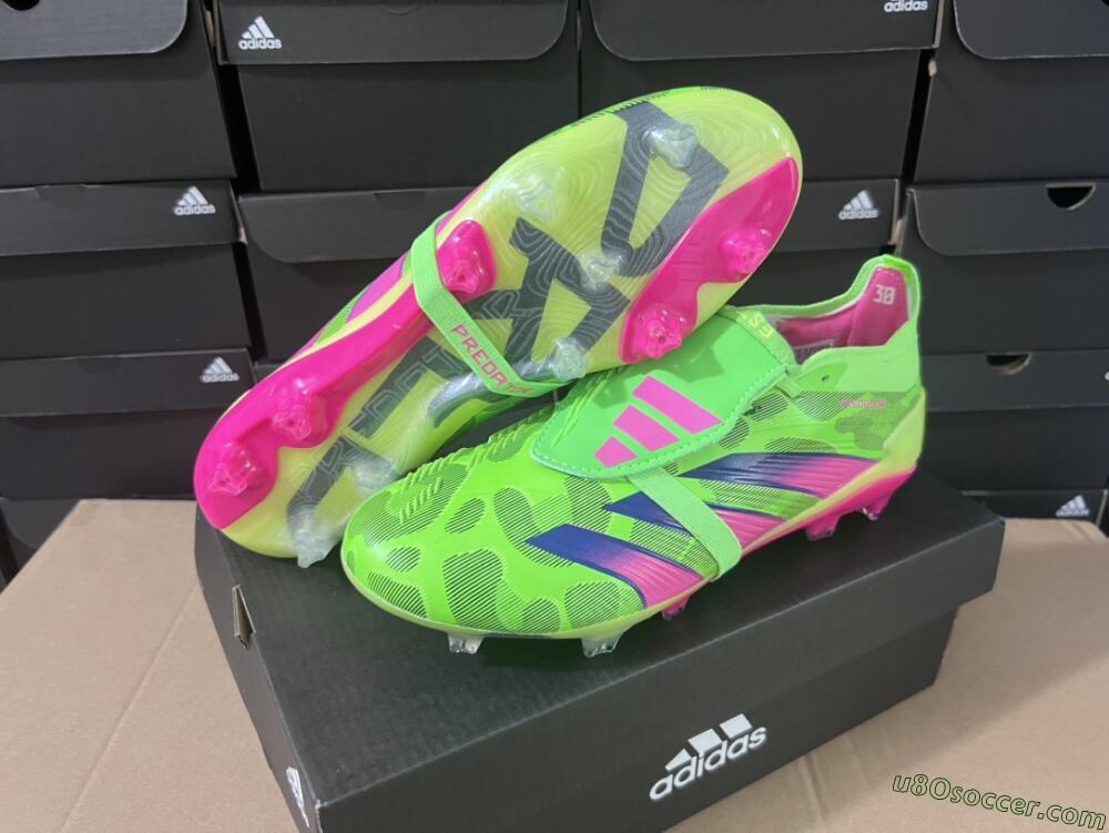 Adidas Predator Elite Foldover Tongue FG Firm Ground Soccer Cleats - Green/Pink/Purple/Yellow