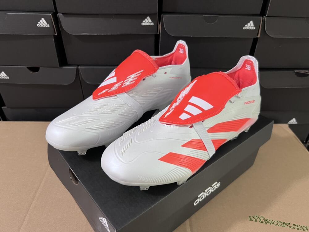 Adidas Predator Elite Foldover Tongue FG Firm Ground Soccer Cleats - Beige/White/Red