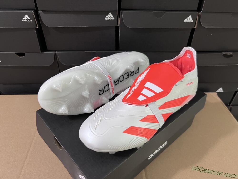 Adidas Predator Elite Foldover Tongue FG Firm Ground Soccer Cleats - Beige/White/Red