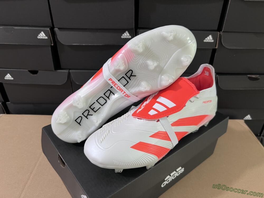 Adidas Predator Elite Foldover Tongue FG Firm Ground Soccer Cleats - Beige/White/Red