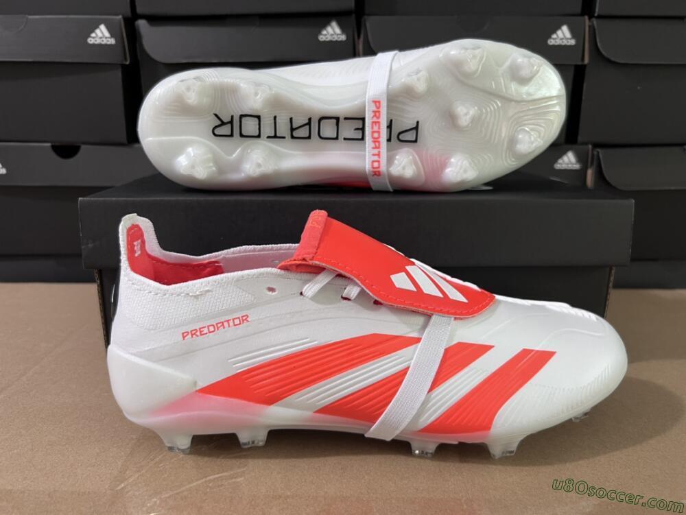 Adidas Predator Elite Foldover Tongue FG Firm Ground Soccer Cleats - Beige/White/Red