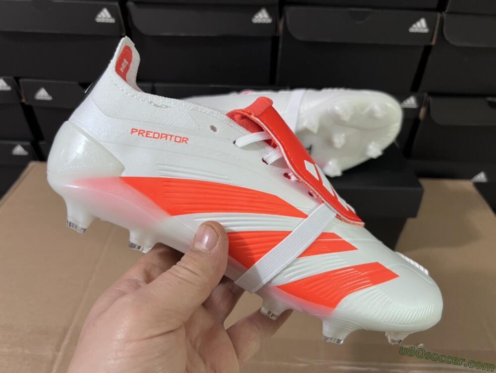 Adidas Predator Elite Foldover Tongue FG Firm Ground Soccer Cleats - Beige/White/Red