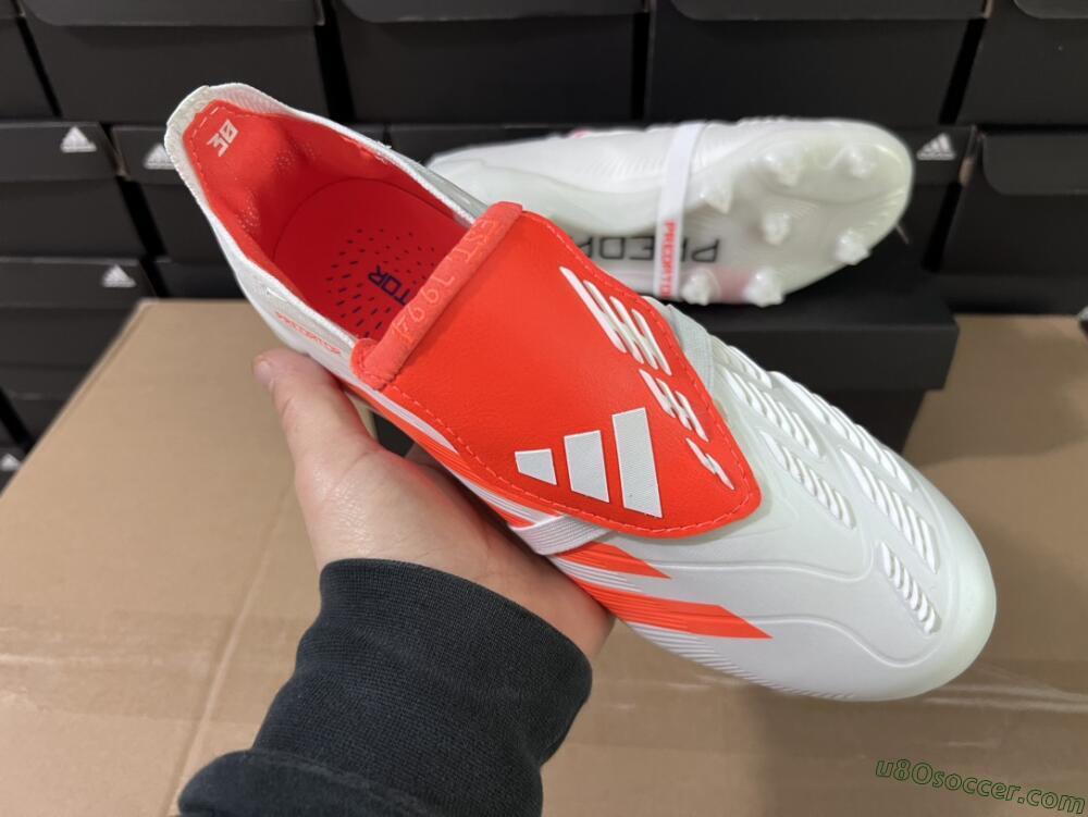 Adidas Predator Elite Foldover Tongue FG Firm Ground Soccer Cleats - Beige/White/Red