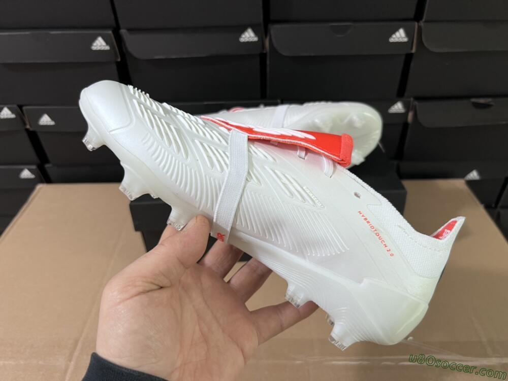 Adidas Predator Elite Foldover Tongue FG Firm Ground Soccer Cleats - Beige/White/Red