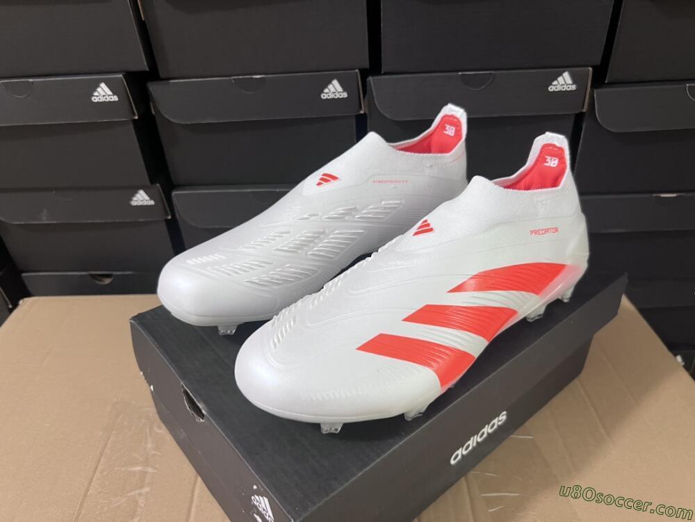 Adidas Predator Accuracy+ FG Firm Ground Soccer Cleats - Beige/White/Red