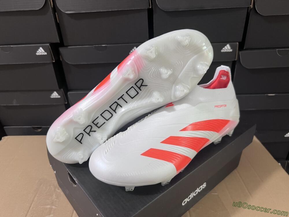 Adidas Predator Accuracy+ FG Firm Ground Soccer Cleats - Beige/White/Red