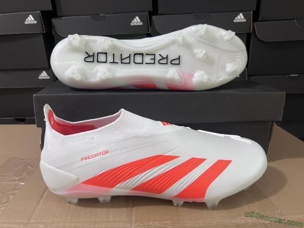 Adidas Predator Accuracy+ FG Firm Ground Soccer Cleats - Beige/White/Red
