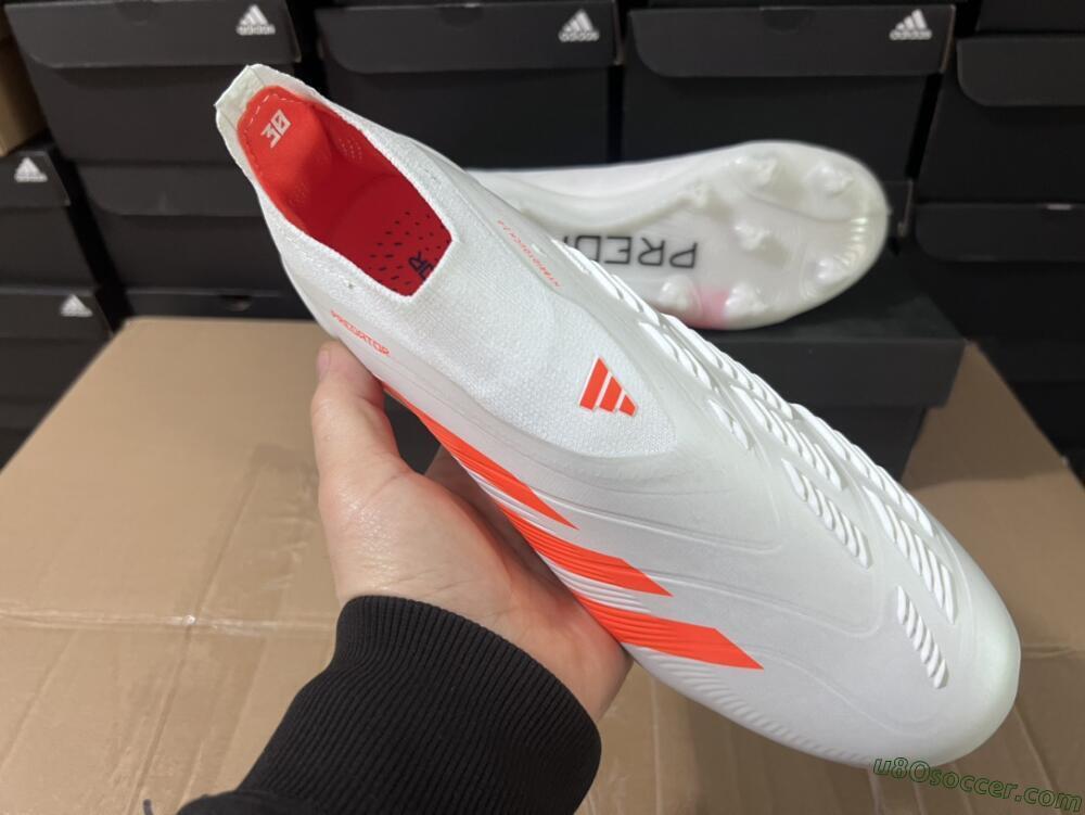 Adidas Predator Accuracy+ FG Firm Ground Soccer Cleats - Beige/White/Red