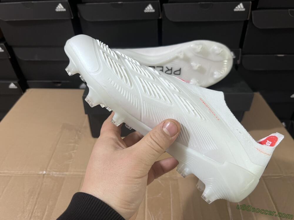 Adidas Predator Accuracy+ FG Firm Ground Soccer Cleats - Beige/White/Red