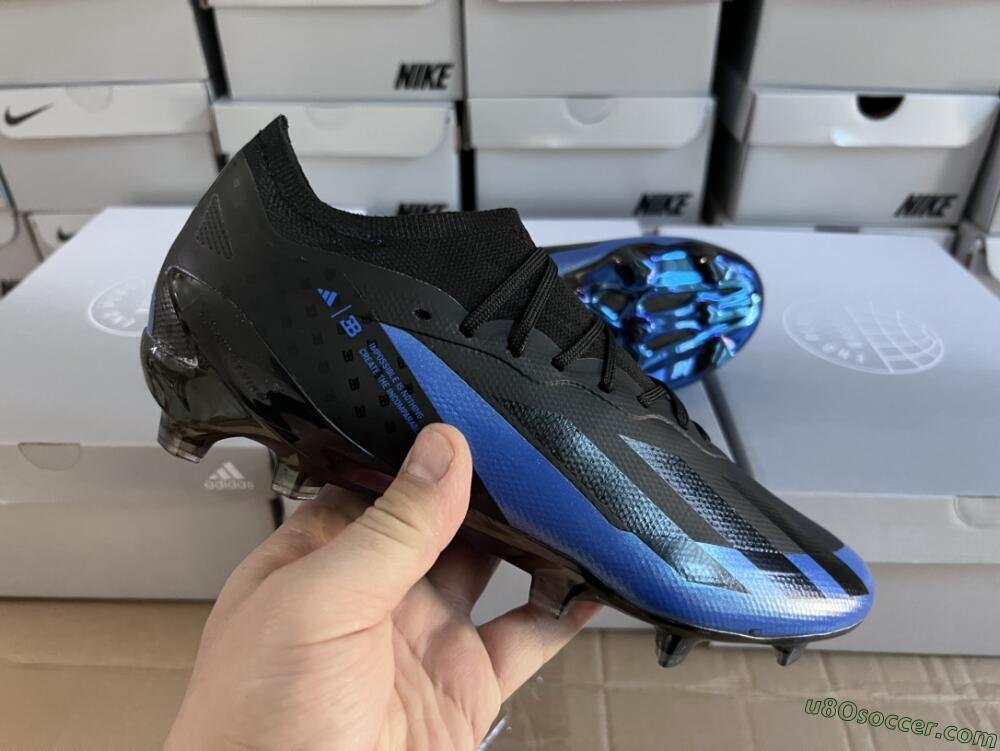 Adidas X Crazyfast.1 FG Firm Ground Soccer Cleats - Black/Blue/Gold