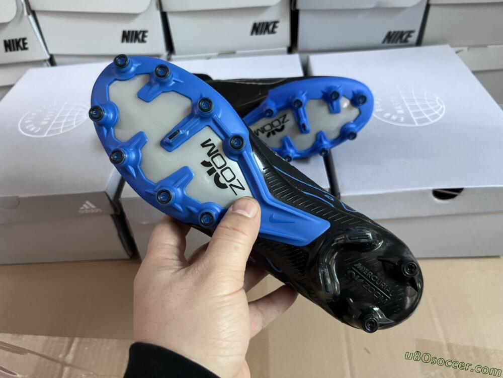 Nike Air Zoom Mercurial Superfly 9 Elite AG Artificial Grass Soccer Cleats - Black/Blue/White