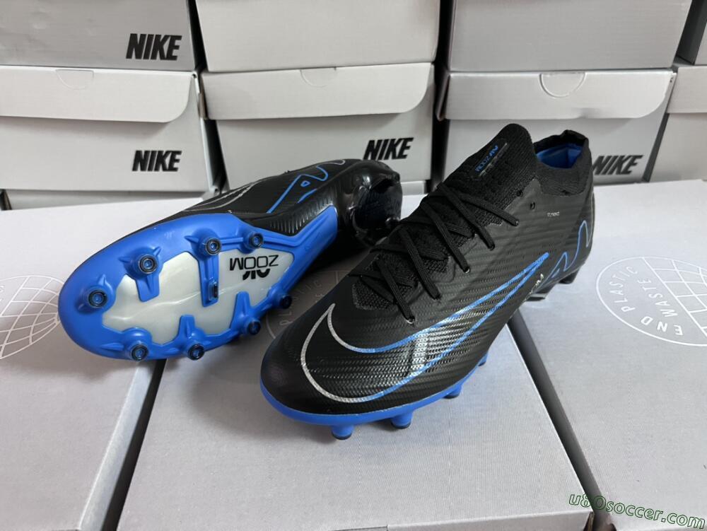 Nike Air Zoom Mercurial Vapor 15 Elite AG Artificial Grass Soccer Cleats - Black/Blue/White