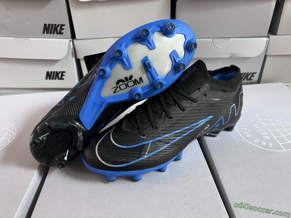 Nike Air Zoom Mercurial Vapor 15 Elite AG Artificial Grass Soccer Cleats - Black/Blue/White