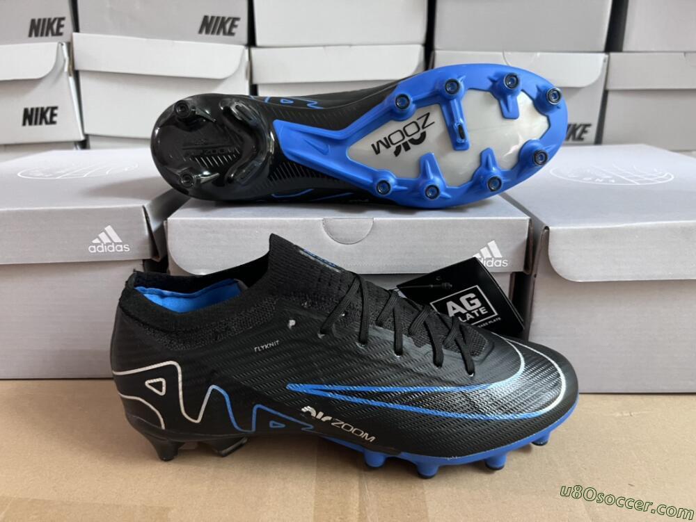 Nike Air Zoom Mercurial Vapor 15 Elite AG Artificial Grass Soccer Cleats - Black/Blue/White