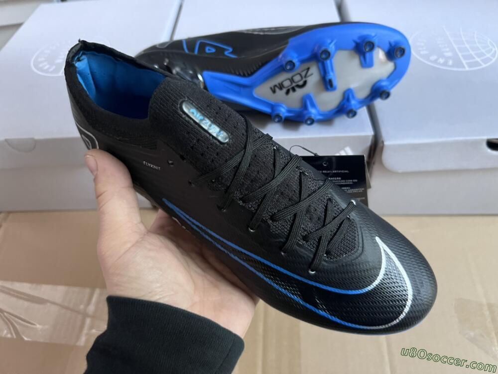 Nike Air Zoom Mercurial Vapor 15 Elite AG Artificial Grass Soccer Cleats - Black/Blue/White