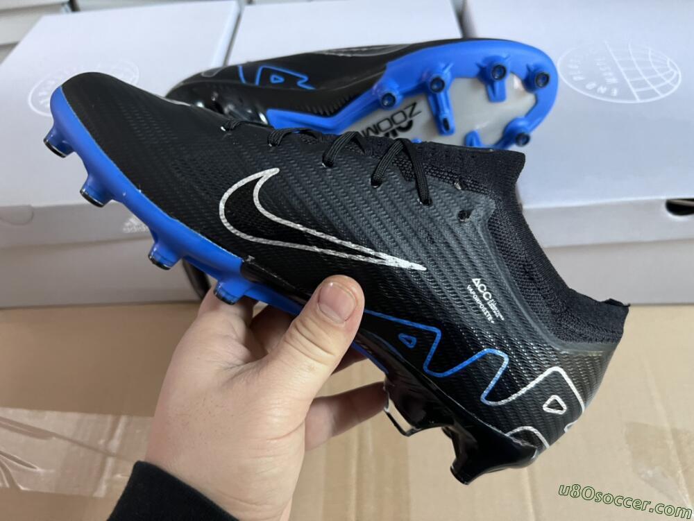 Nike Air Zoom Mercurial Vapor 15 Elite AG Artificial Grass Soccer Cleats - Black/Blue/White