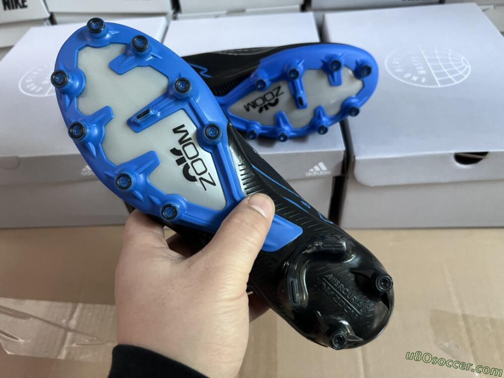 Nike Air Zoom Mercurial Vapor 15 Elite AG Artificial Grass Soccer Cleats - Black/Blue/White