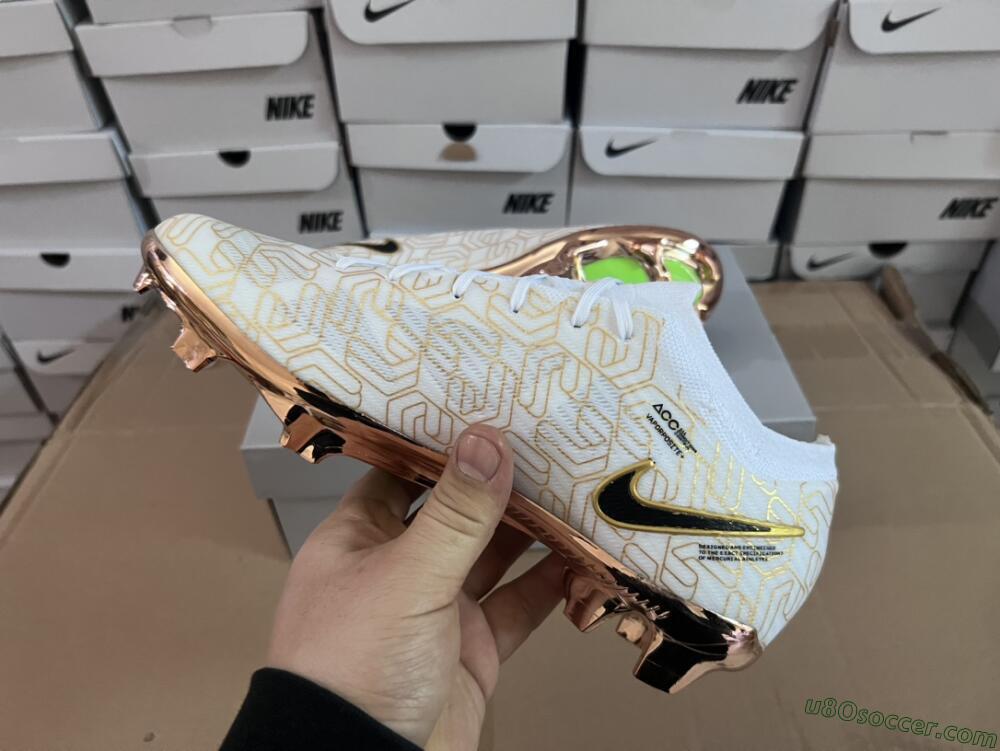 Nike Air Zoom Mercurial Vapor 15 Elite FG Firm Ground Soccer Cleats - White/Gold/Black