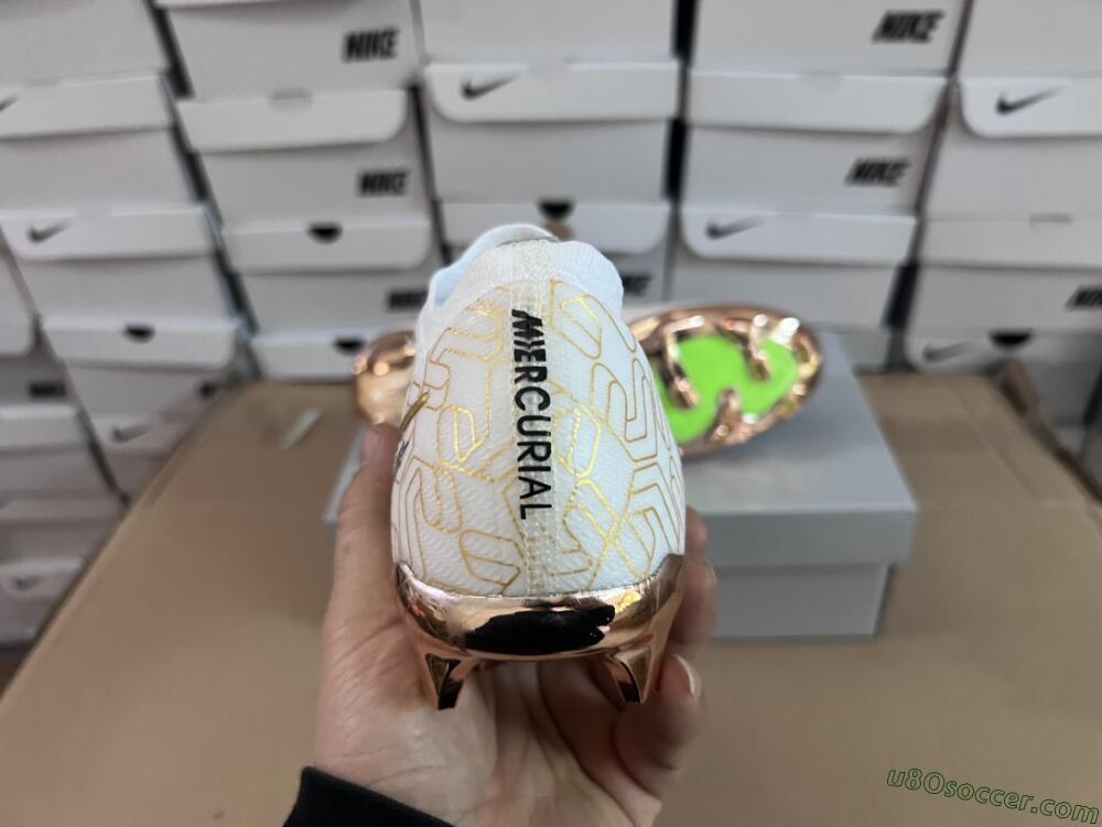 Nike Air Zoom Mercurial Vapor 15 Elite FG Firm Ground Soccer Cleats - White/Gold/Black