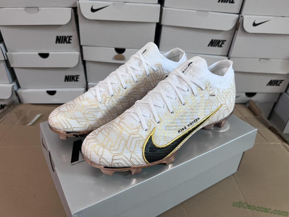 Nike Air Zoom Mercurial Vapor 15 Elite FG Firm Ground Soccer Cleats - White/Gold/Black