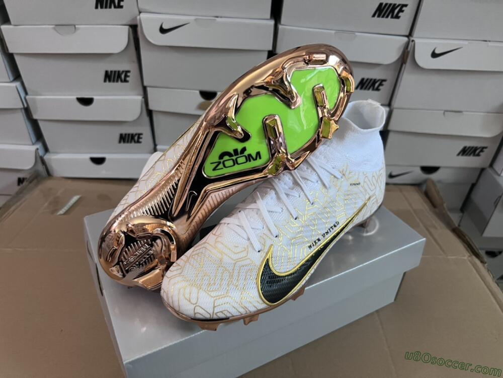 Nike Air Zoom Mercurial Superfly 9 Elite MR FG Firm Ground Soccer Cleats - White/Black/Gold