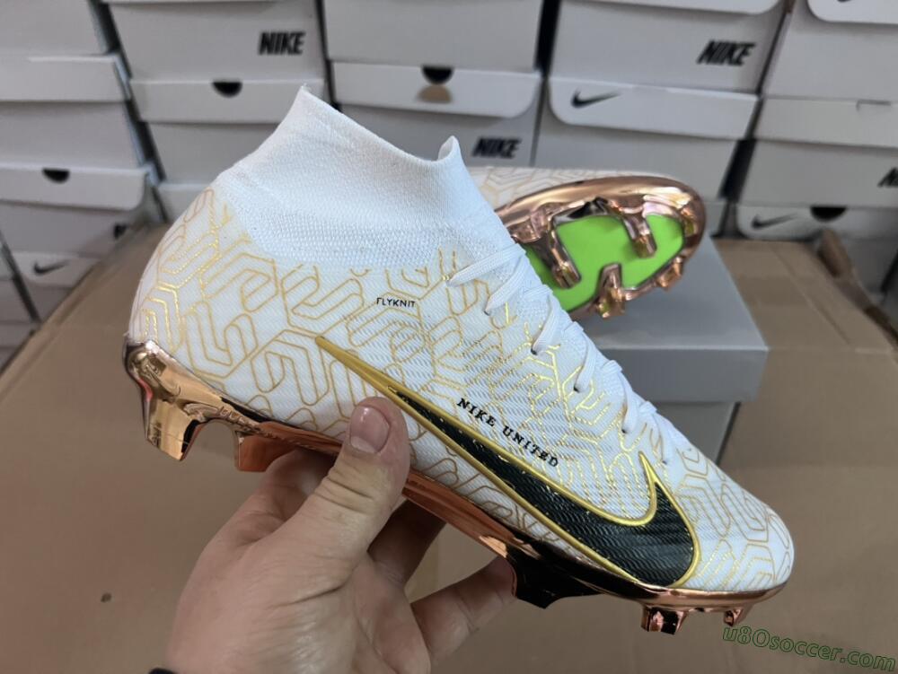 Nike Air Zoom Mercurial Superfly 9 Elite MR FG Firm Ground Soccer Cleats - White/Black/Gold