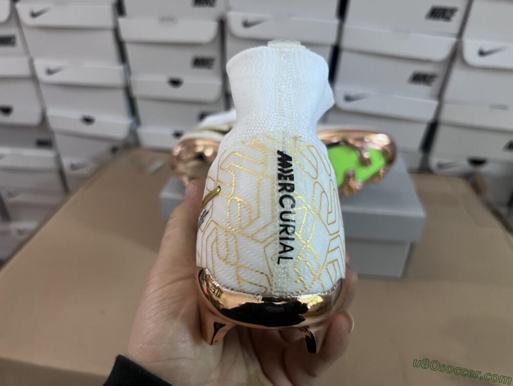 Nike Air Zoom Mercurial Superfly 9 Elite MR FG Firm Ground Soccer Cleats - White/Black/Gold