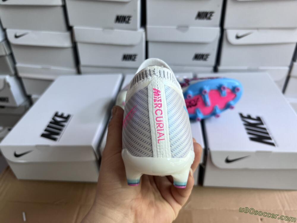 Nike Air Zoom Mercurial Vapor 15 Elite AG Artificial Grass Soccer Cleats - White/Blue/Pink