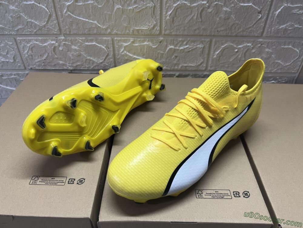 Puma Ultra Ultimate FG Firm Ground Soccer Cleats - Yellow/White/Black