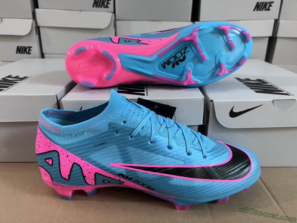 Nike Air Zoom Mercurial Vapor 15 Elite FG Firm Ground Soccer Cleats - Blue/Pink/Black