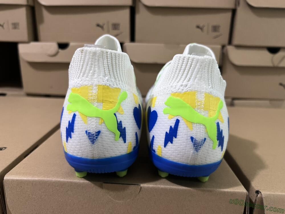 Puma Future Ultimate MG Multi Ground Soccer Cleats - White/Yellow/Blue