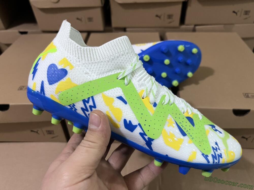 Puma Future Ultimate MG Multi Ground Soccer Cleats - White/Yellow/Blue