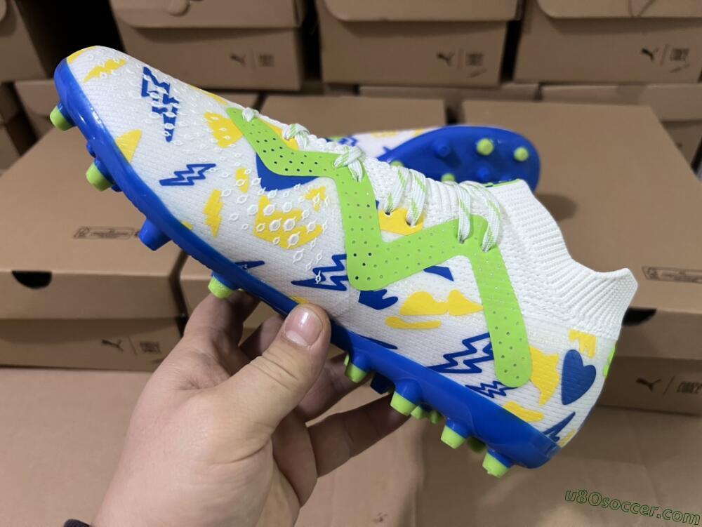 Puma Future Ultimate MG Multi Ground Soccer Cleats - White/Yellow/Blue