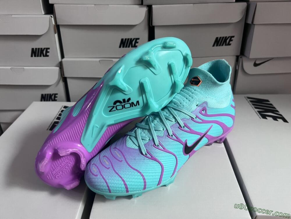 Nike Air Zoom Mercurial Superfly 9 Elite FG Firm Ground Soccer Cleats - Jade/Purple/Black