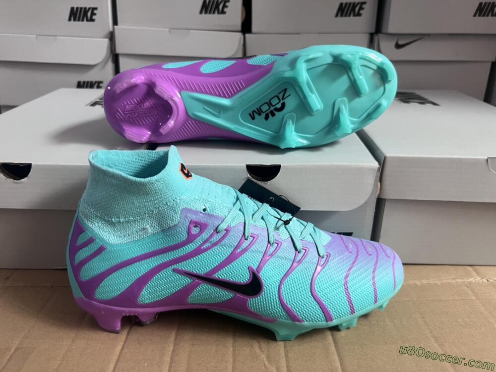 Nike Air Zoom Mercurial Superfly 9 Elite FG Firm Ground Soccer Cleats - Jade/Purple/Black