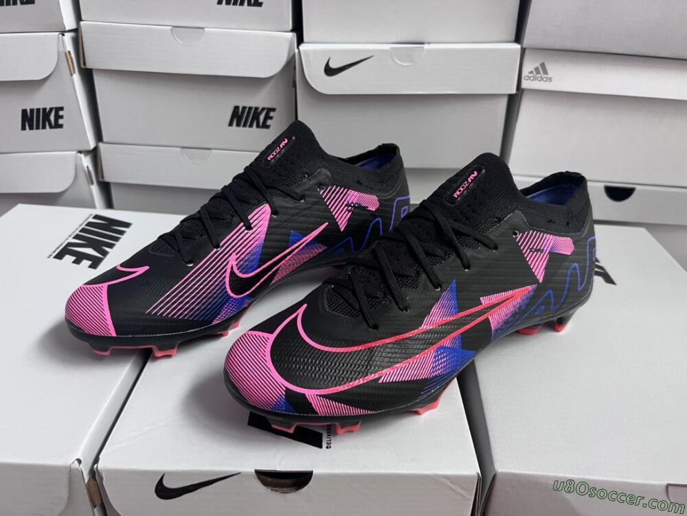 Nike Air Zoom Mercurial Vapor 15 Elite FG Firm Ground Soccer Cleats - Black/Purple/Pink
