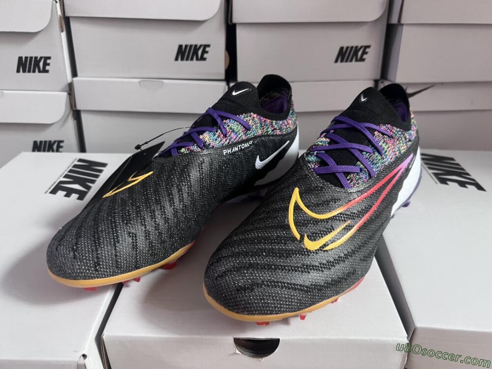 Nike Phantom GX Elite FG Firm Ground Soccer Cleats - Black/Purple/Rainbow