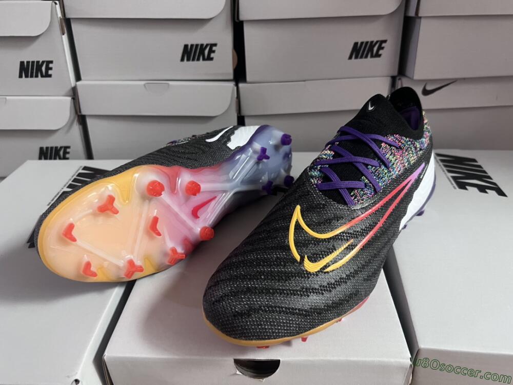 Nike Phantom GX Elite FG Firm Ground Soccer Cleats - Black/Purple/Rainbow