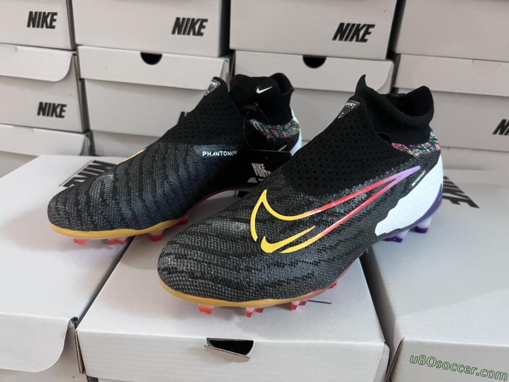 Nike Phantom GX Elite FG Firm Ground Soccer Cleats - Black/Yellow/Orange/Purple