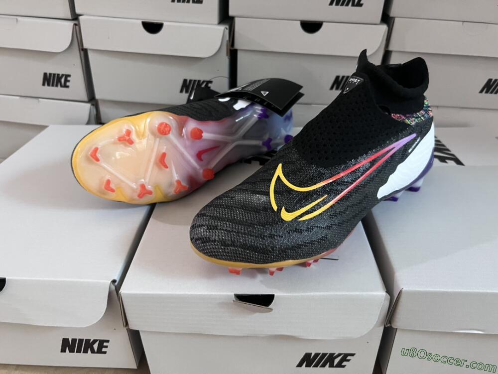 Nike Phantom GX Elite FG Firm Ground Soccer Cleats - Black/Yellow/Orange/Purple