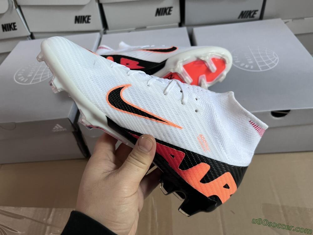 Nike Air Zoom Mercurial Superfly 9 Elite FG Firm Ground Soccer Cleats - White/Orange/Black