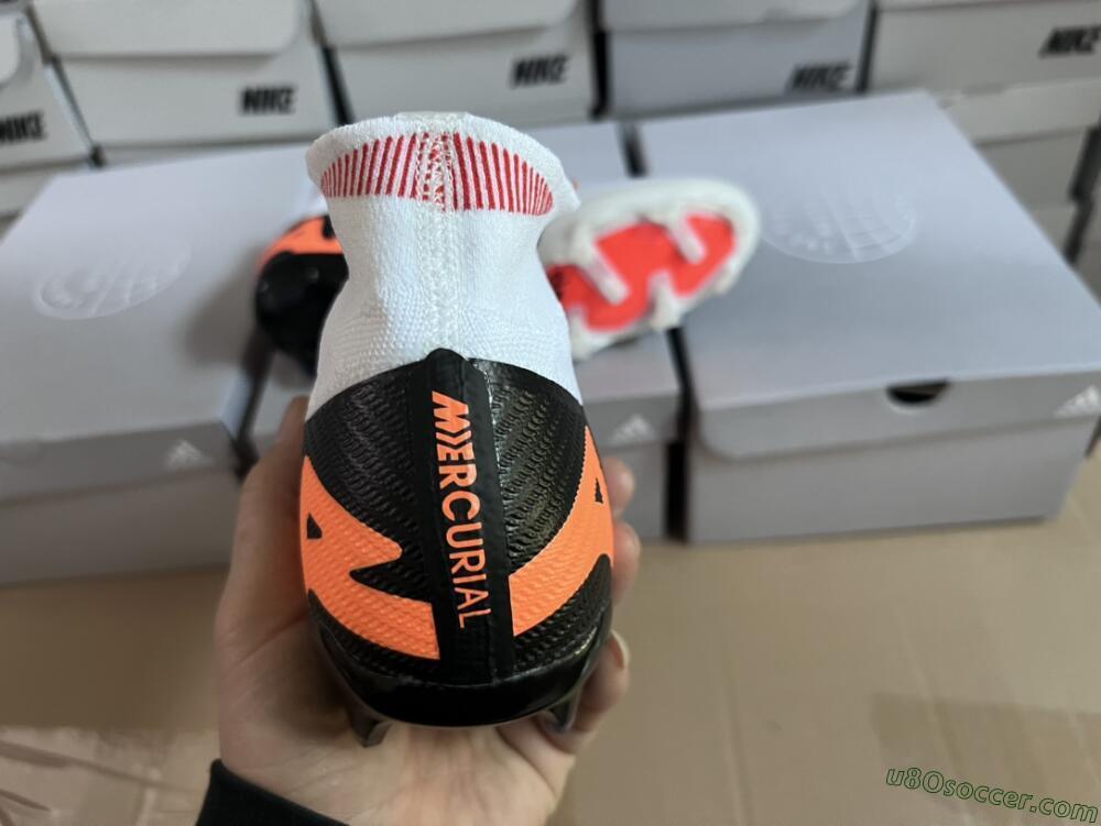 Nike Air Zoom Mercurial Superfly 9 Elite FG Firm Ground Soccer Cleats - White/Orange/Black